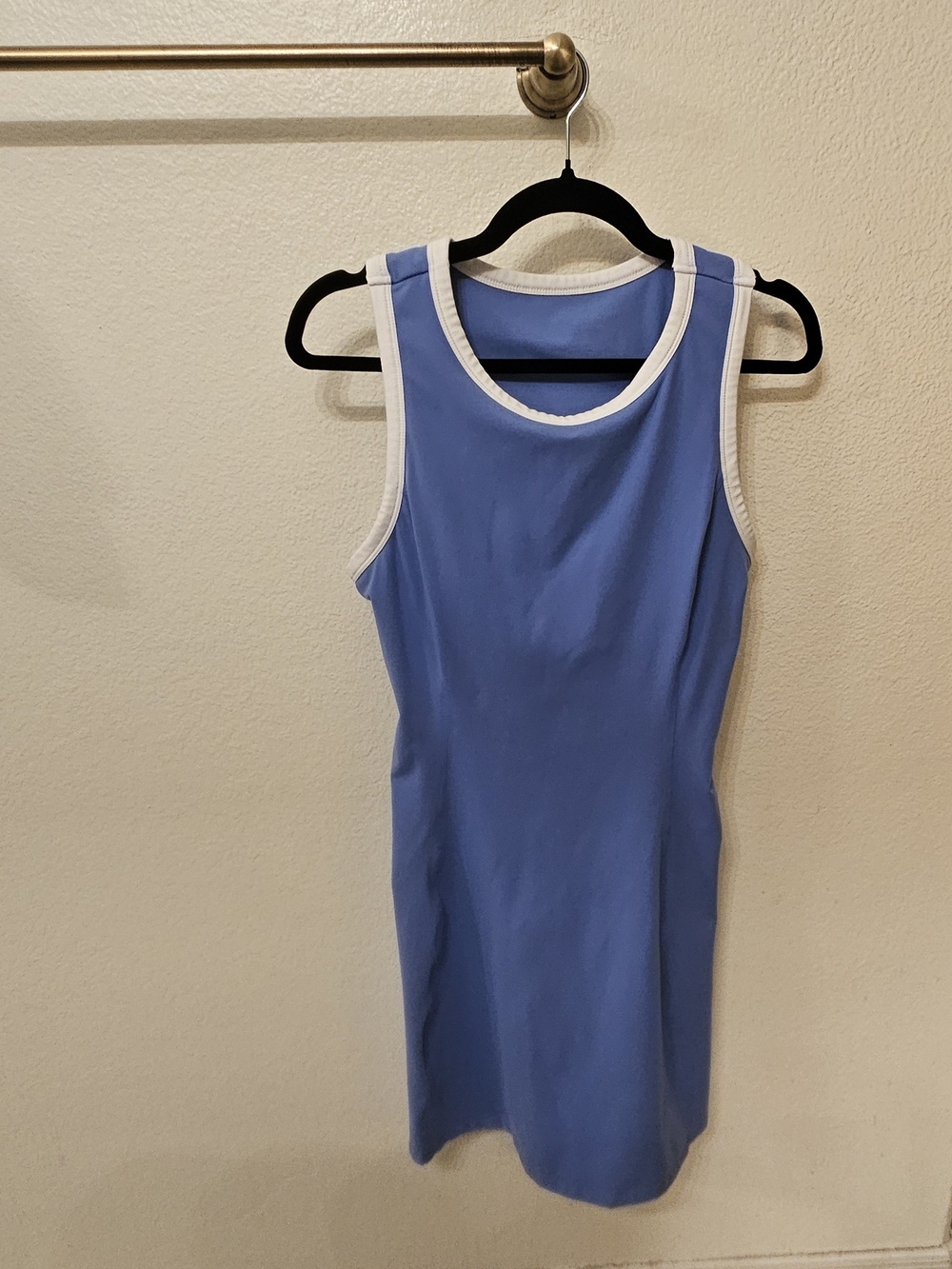 Marika Periwinkle Sleeveless Midi Dress with White Trim